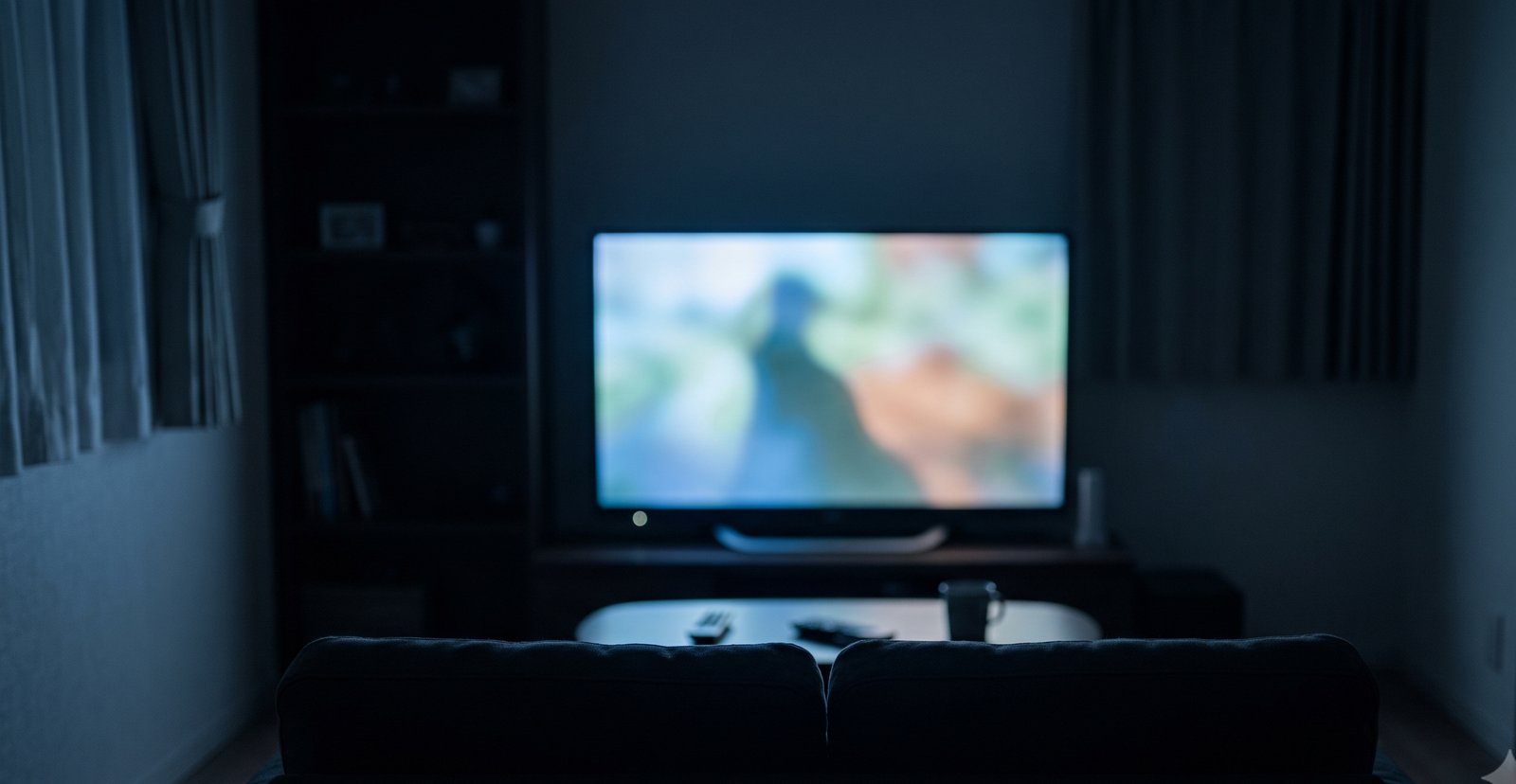 夜、テレビを見るソファのイメージ